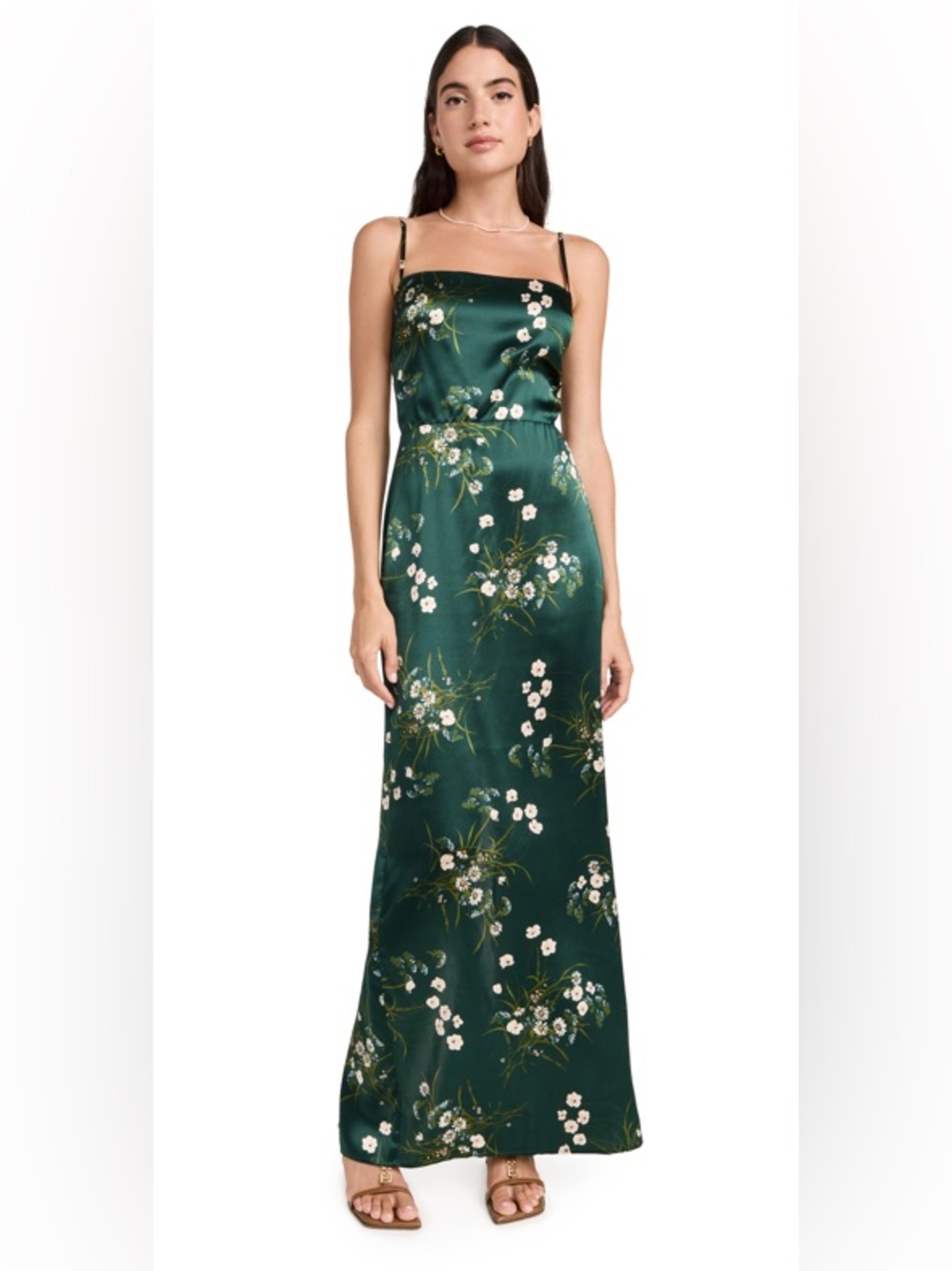 Reformation Frankie Floral Silk Maxi Dress in Buena Green Size 8 - Picture 8 of 16